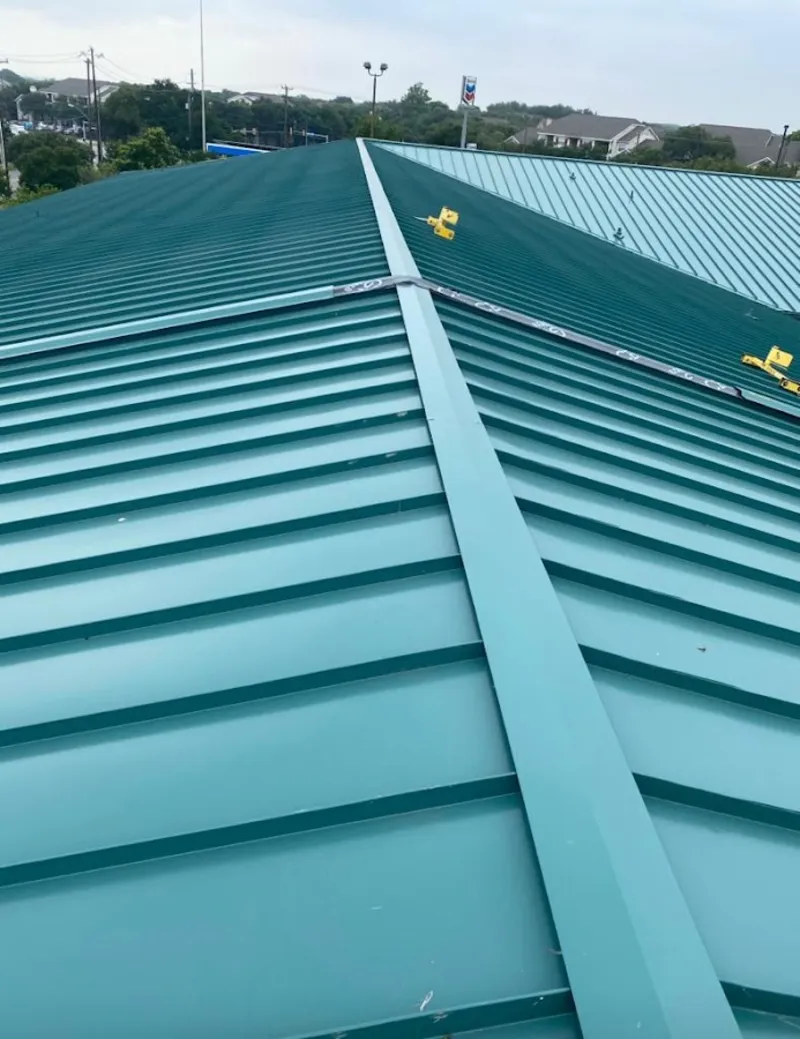 Green commercial metal roof ridge and valley for Metal Roof Repair in Martins Ferry